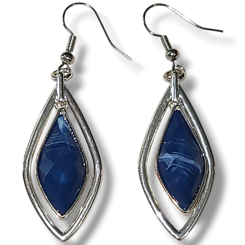 Napier Marquis Orbital Drop Earrings Blue & Silver Tone